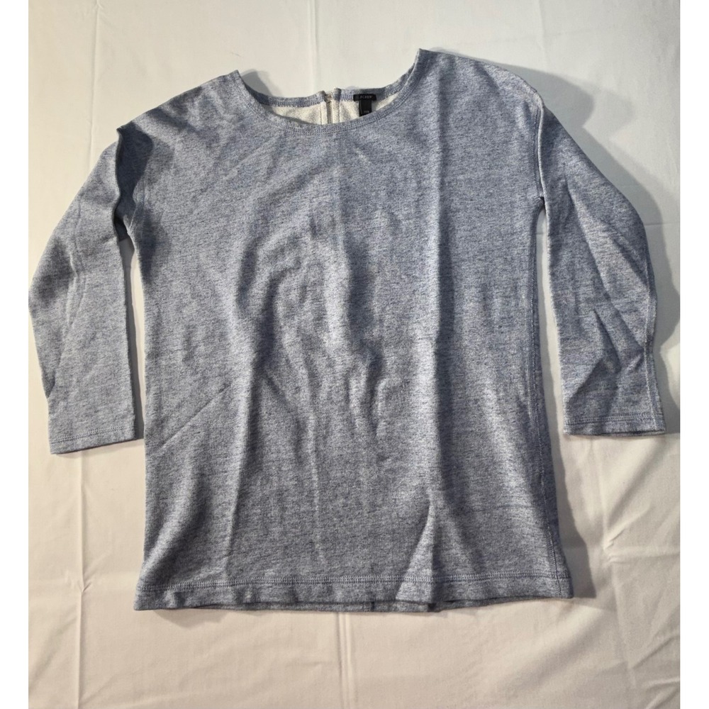 J.Crew Womens Blue Heathered Cotton Back Zip Sweatshirt A8542 XXS